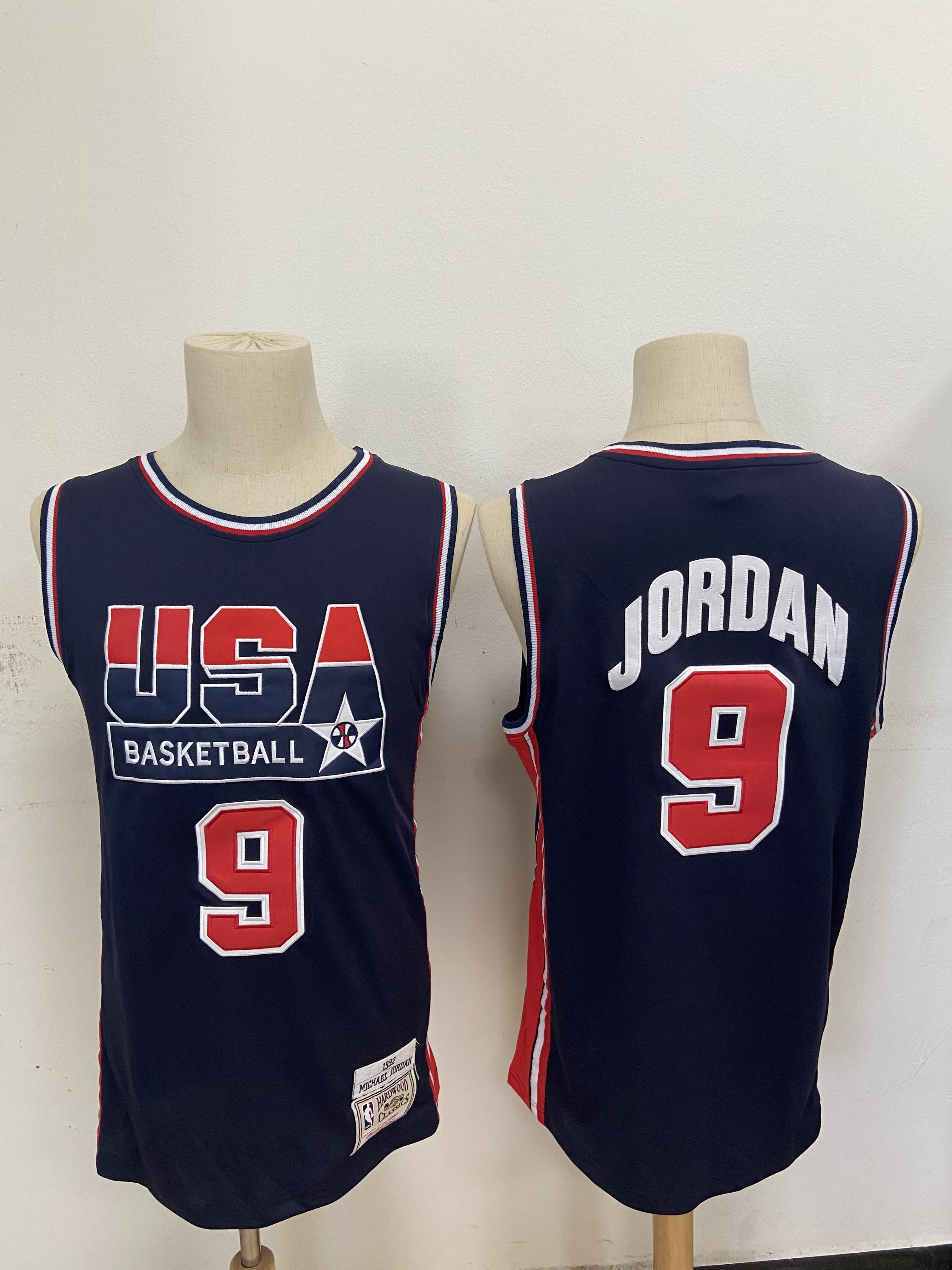 Cheap Men USA Basketball 9 Jordan Blue Stitched Throwback NBA Jersey